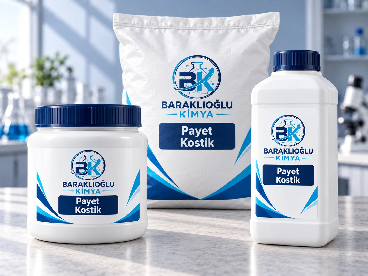 Caustic Soda Flakes — illustrative packaging labelled with the product name
