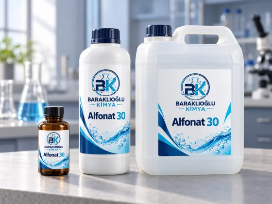 Alfonat 30: numune şişesi, sıvı şişesi ve kulplu bidon; temsilî ambalaj